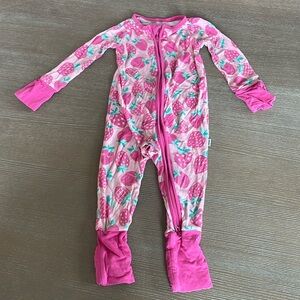 little sleepies zippy pjs - strawberry pink 3-6m